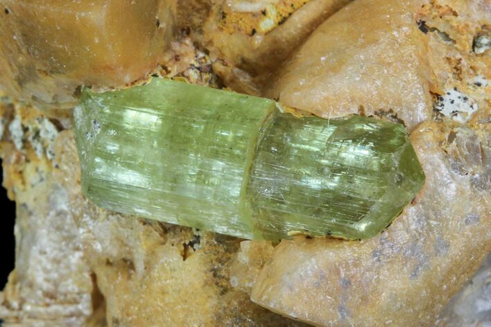 Yellow Apatite Crystal on Calcite - Morocco #84321